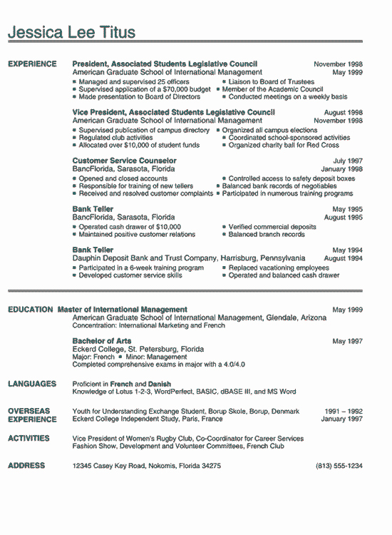 Resume Samples for College Student Best Of College Resume Example Sample Business and Marketing