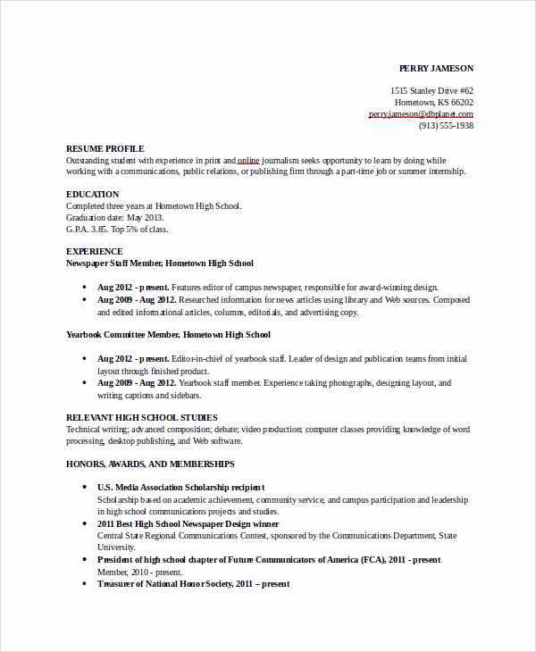 Resume Samples for College Student Fresh 8 Sample College Resumes – Pdf Doc