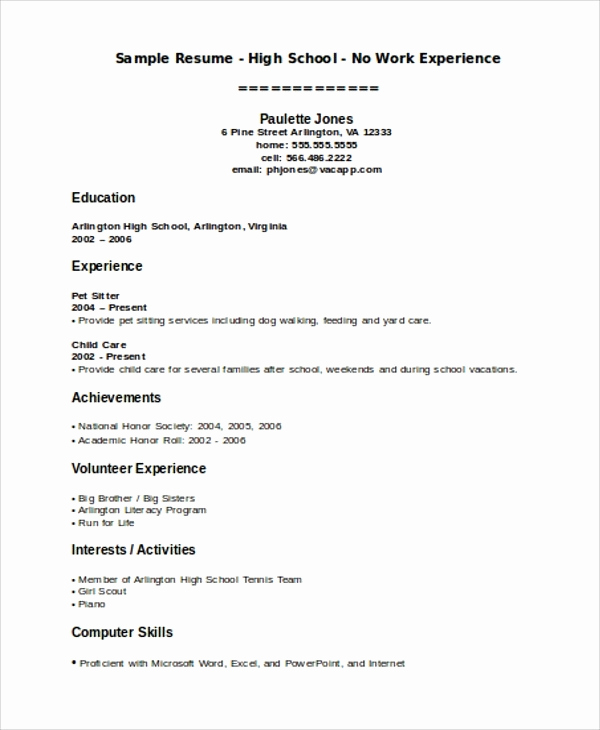 Resume Template for Teens Fresh Resume for Teenager Pelosleclaire
