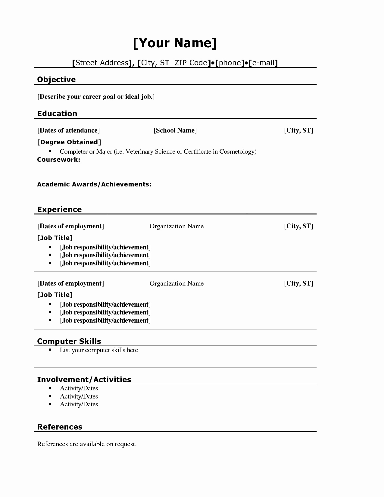 Resume Template for Teens Unique Pin by Jobresume On Resume Career Termplate Free
