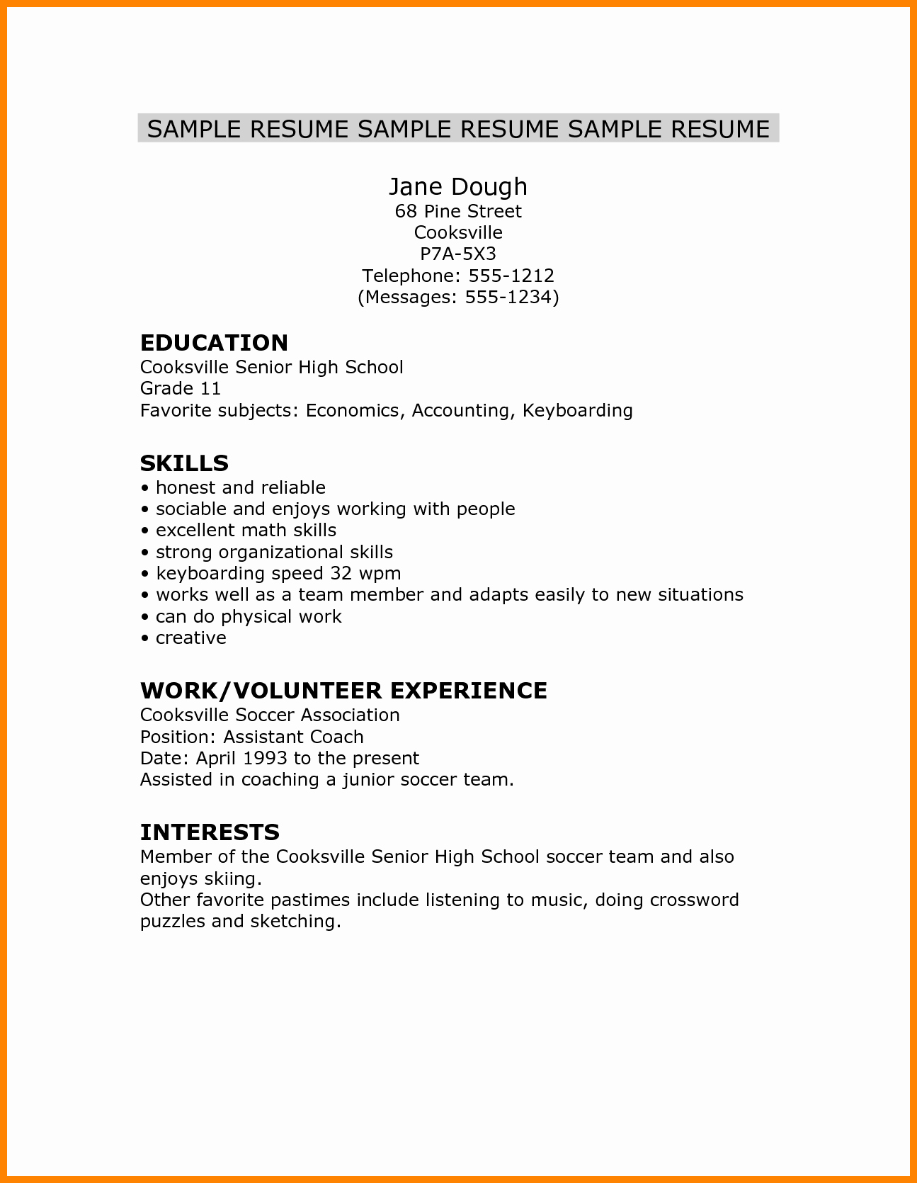 Resume Templates for College Students Fresh 5 Cv Template for High School Student