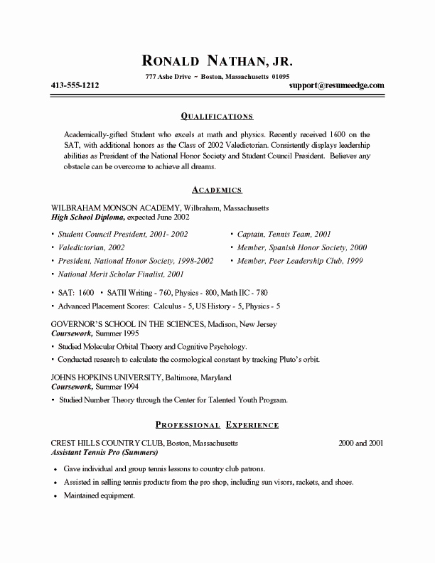 Resume Templates for College Students New Example Of College Student Resumes