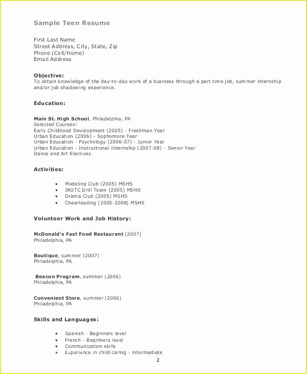 Resume Templates for Teens Fresh 15 Unique Graph Teen Job Resume Template