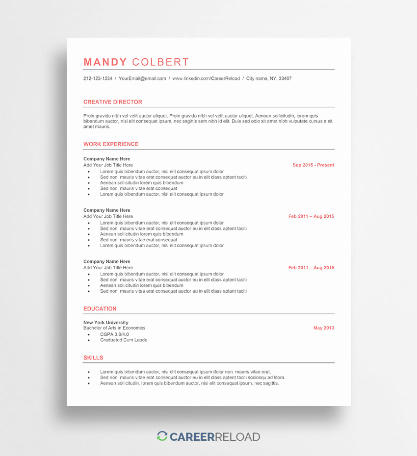 Resume Templates Free Word Lovely Free Word Resume Templates Free Microsoft Word Cv Templates