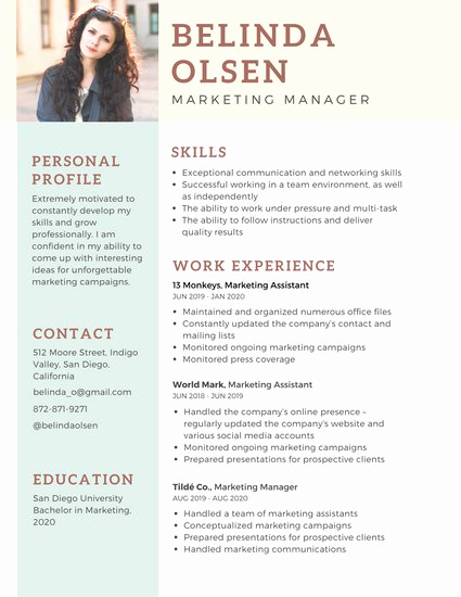 Resume with Picture Template New Customize 298 Professional Resume Templates Online Canva