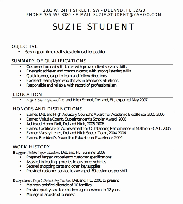 Resumes for High School Students New Sample High School Resume Template 6 Free Documents In