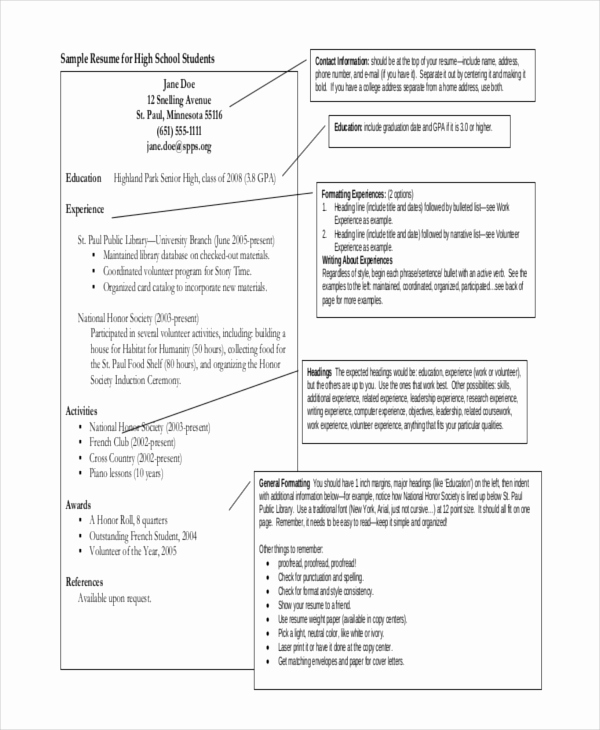 Resumes for High School Students Unique 11 High School Student Resume Templates Pdf Doc
