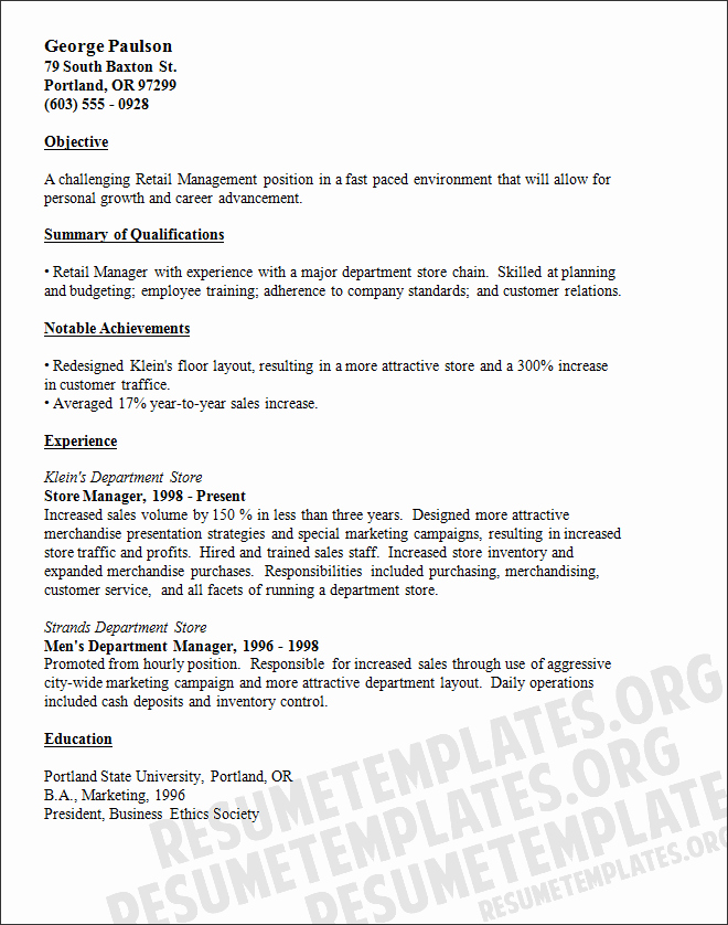 Retail Store Manager Resumes Best Of Resume Examples for Retail Store Manager