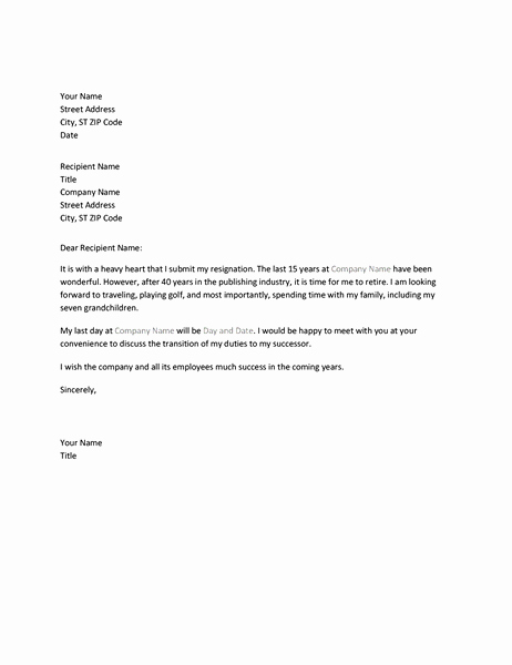 Retirement Letter to Employer New Resignation Letter Due to Retirement