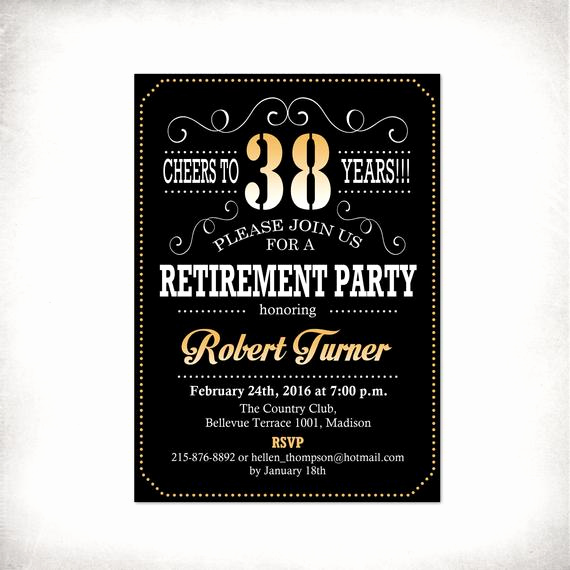 Retirement Party Invitations Templates New Retirement Party Invitation Black Gold Digital Printable