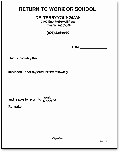 Return to Work Note Awesome Dental Fice Pads Streamline Repetitive Processes