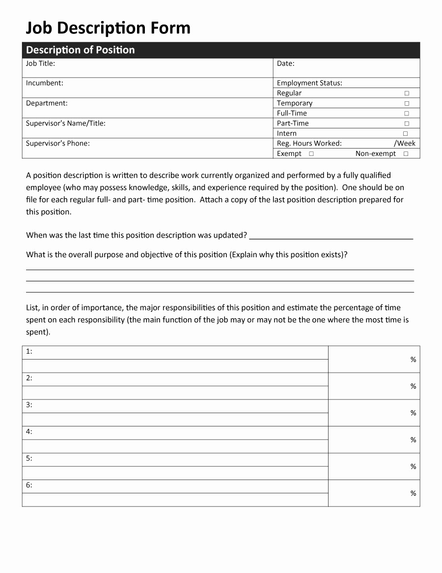 Roles and Responsibilities Template Fresh 49 Free Job Description Templates &amp; Examples Free