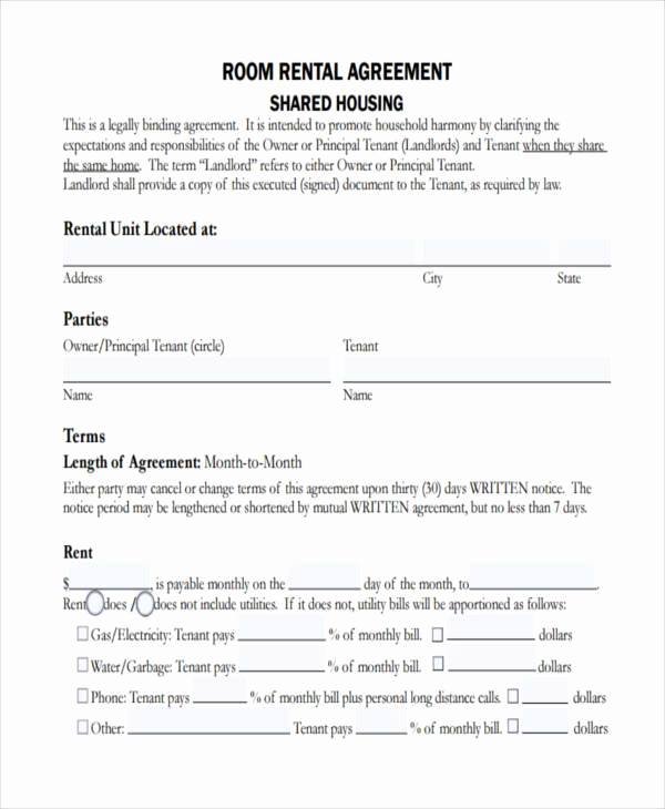 Room Rental Agreement Pdf Beautiful Agreement forms In Pdf