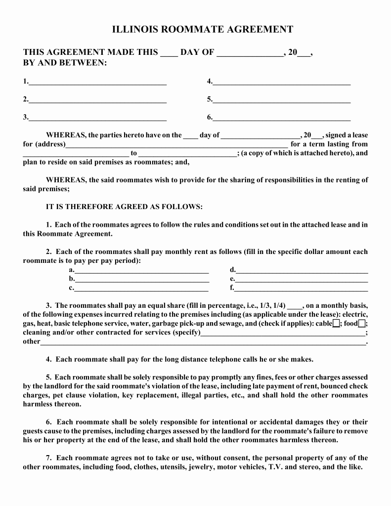 Room Rental Agreement Pdf Best Of Free Illinois Roommate Room Rental Agreement form Pdf
