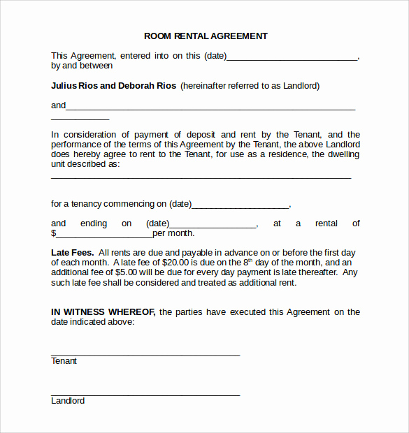Room Rental Agreement Pdf Fresh 18 Room Rental Agreements to Download for Free