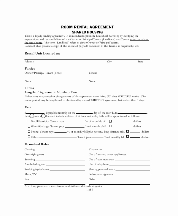 Room Rental Agreement Pdf New Rental Agreement Template 11 Free Word Pdf Documents