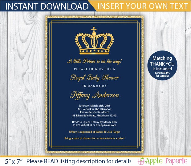 Royal Baby Shower Invitations Fresh Baby Shower Invitation Boy Royal Invitation Royal Baby