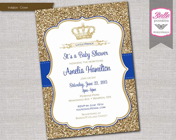 Royal Baby Shower Invitations Inspirational Baby Shower Invitation Prince Crown Royal Blue and Gold
