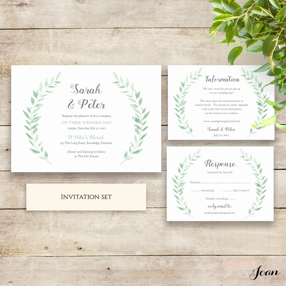 Rustic Wedding Invites Templates Awesome Wedding Invitation Template Rustic Printable Invitation Set