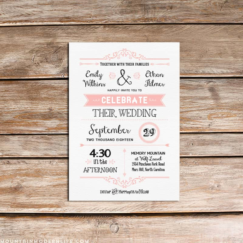 Rustic Wedding Invites Templates Fresh Vintage Rustic Diy Wedding Invitation Template