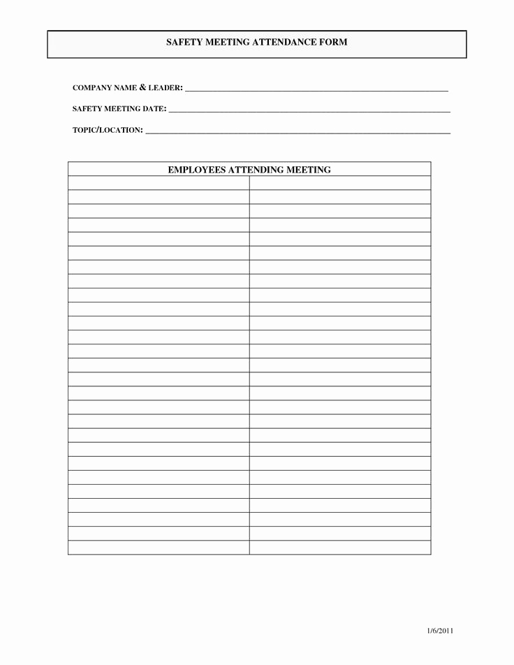 Safety Meeting Sign In Sheet Unique Osha Training Sign In Sheet Google Search