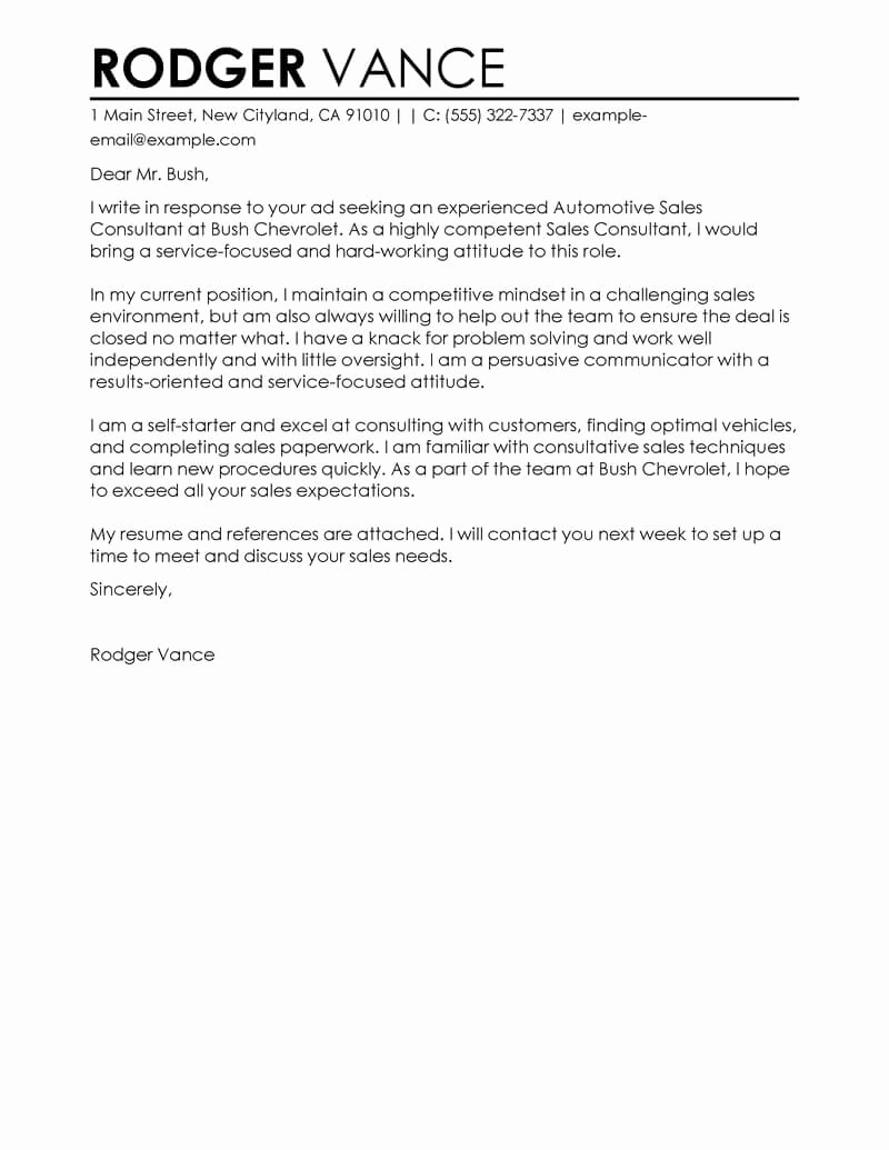Sales Cover Letter Examples Best Of Sales Consultant Cover Letter