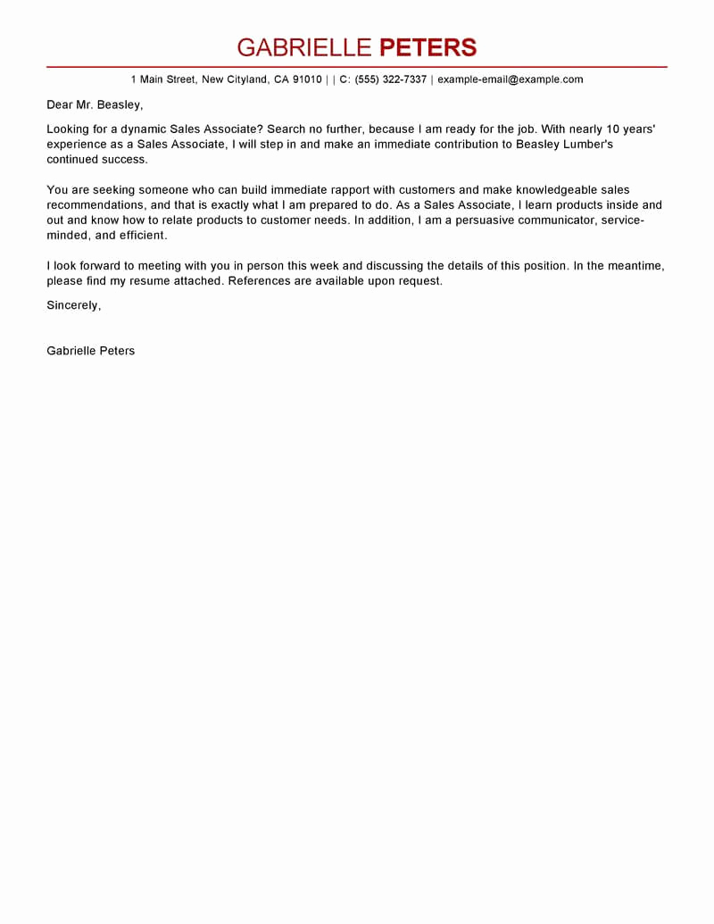 Sales Cover Letter Examples New Best Sales associate Cover Letter Examples