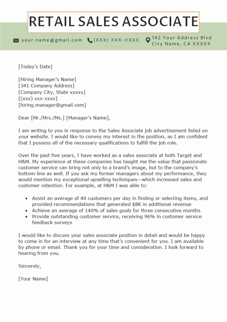 Sales Cover Letter Examples New Cover Letter format