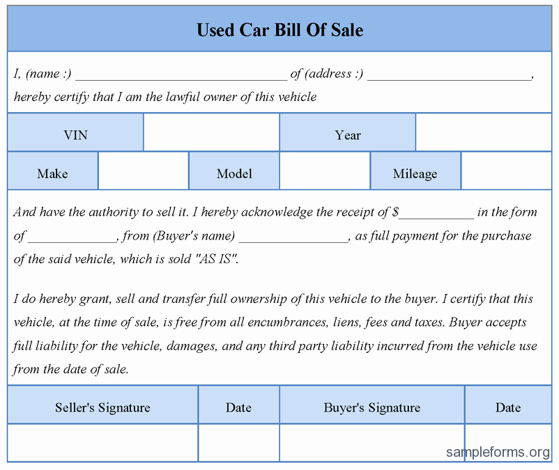 Sample Auto Bill Of Sale Inspirational Free Printable Free Car Bill Of Sale Template form Generic