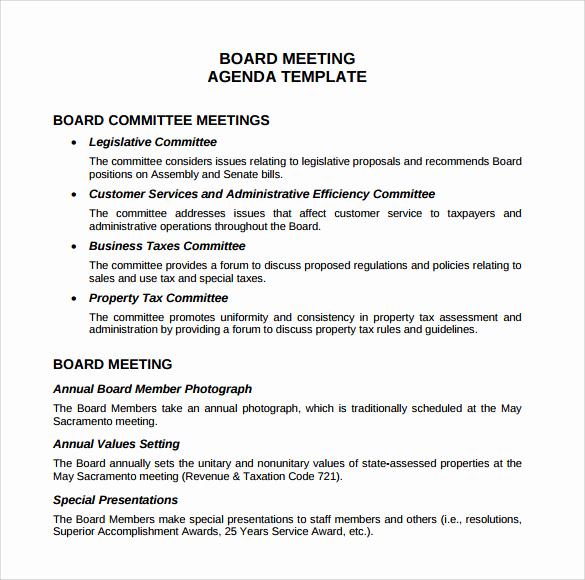 Sample Board Meeting Minutes Beautiful Sample Board Meeting Agenda Template 11 Free Documents