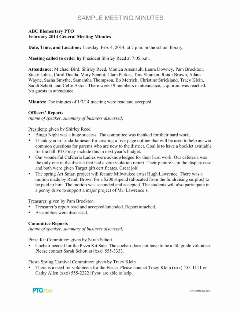 Sample Board Meeting Minutes Lovely 5 formal Minutes In A Meeting Templates Pdf