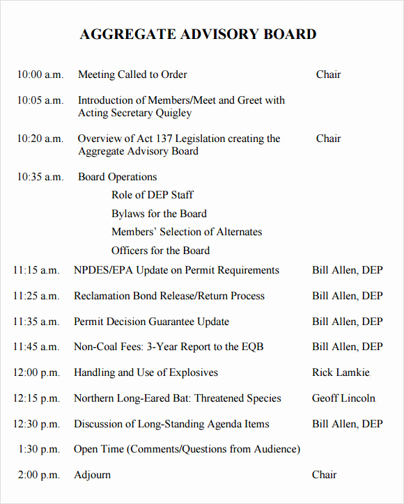Sample Board Meeting Minutes Luxury Sample Board Meeting Agenda Template 11 Free Documents