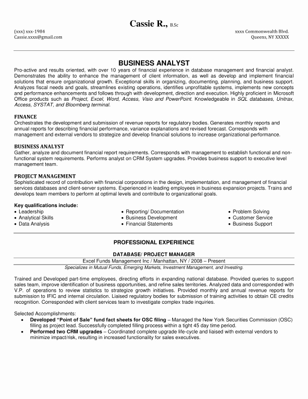 Sample Business Analyst Resume Luxury 10 Business Analyst Resume Sample Samplebusinessresume