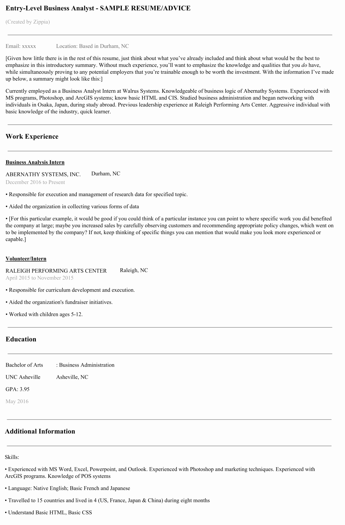 Sample Business Analyst Resume Unique How to Write the Perfect Business Analyst Resume Zippia