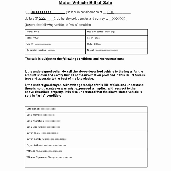 Sample Car Bill Of Sale Luxury Free Printable Free Car Bill Of Sale Template form Generic