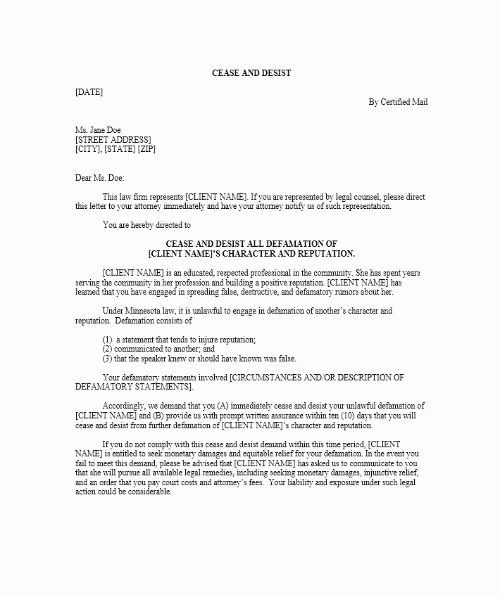 Sample Cease and Desist Letter Fresh 9 Cease and Desist Letter Examples Pdf