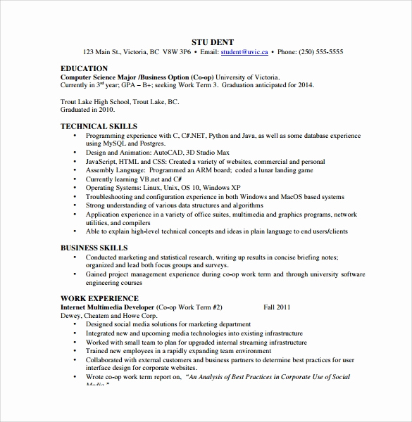 Sample Computer Science Resume Beautiful 12 Puter Science Resume Templates to Download