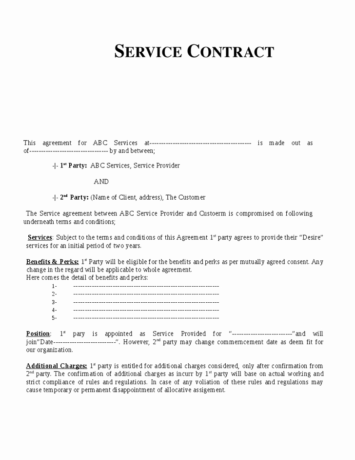 Sample Contract for Services Unique Service Contract Template