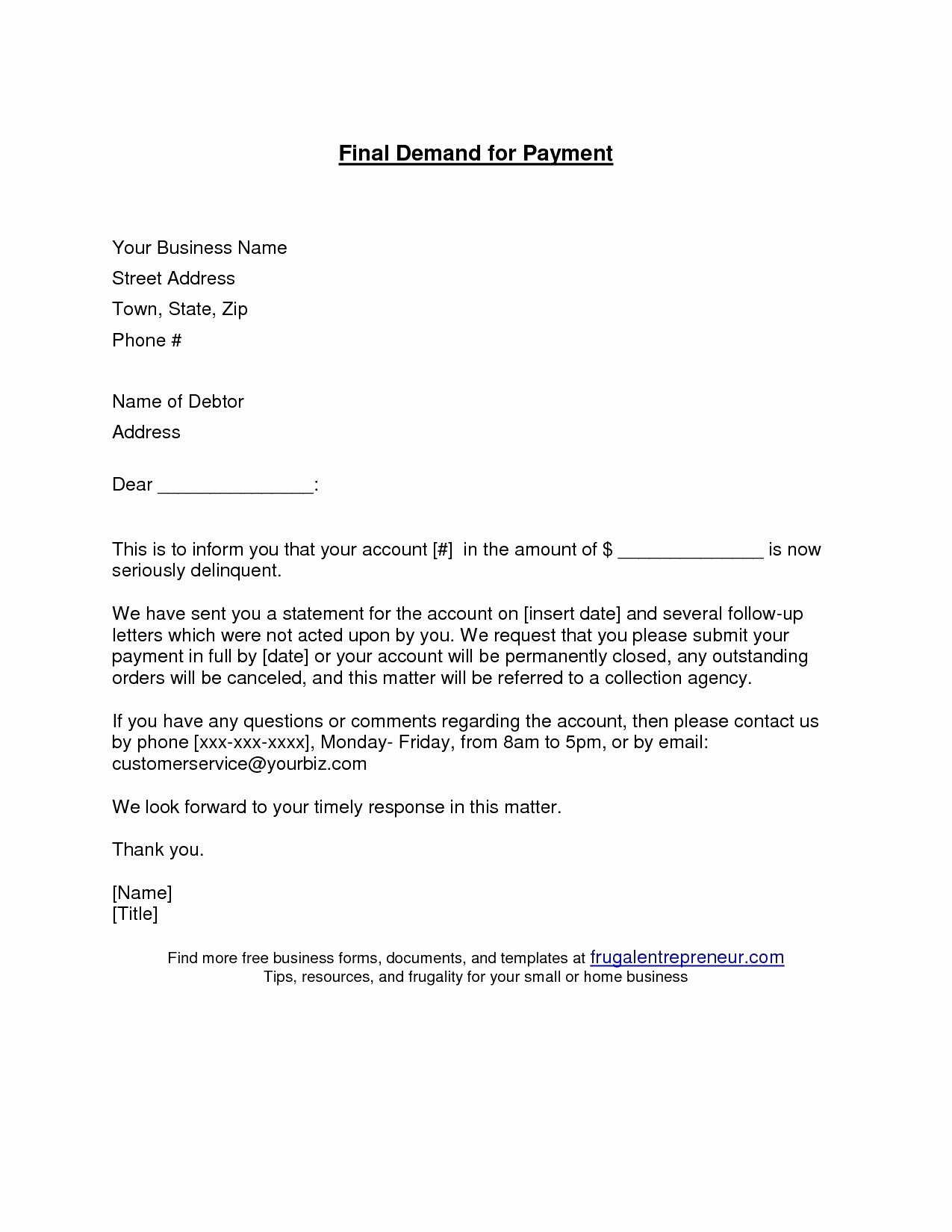 Sample Demand Letter for Payment Beautiful Final Demand for Payment Letter Template Examples