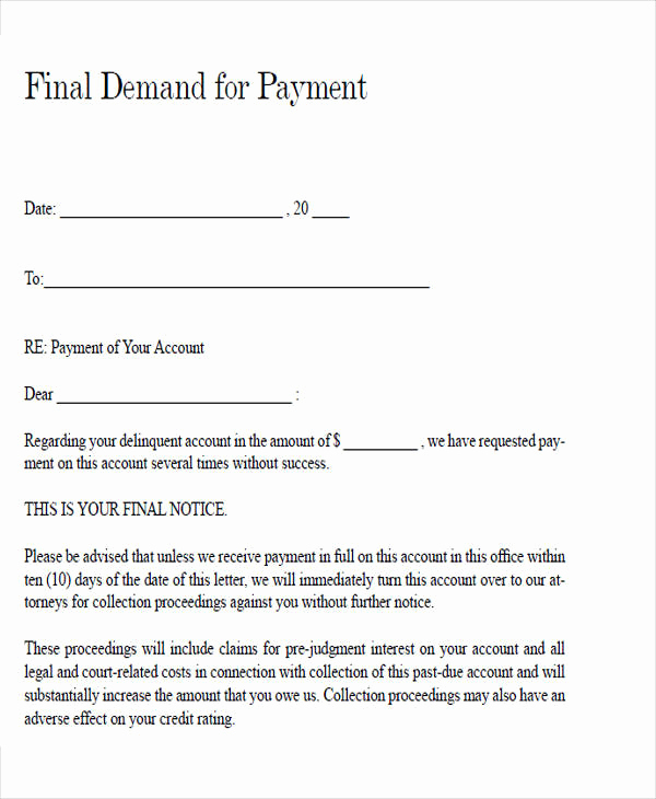 Sample Demand Letter for Payment Best Of Free Demand Letters