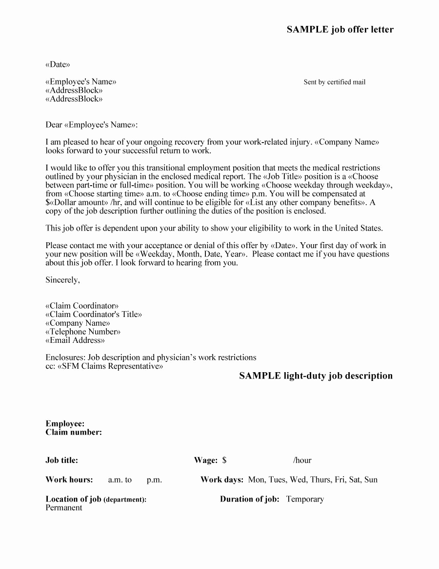 Sample Employment Offer Letter Awesome 44 Fantastic Fer Letter Templates [employment Counter