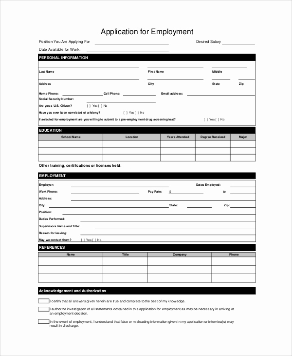 Sample Job Application form Beautiful 7 Employment Application form Samples Examples
