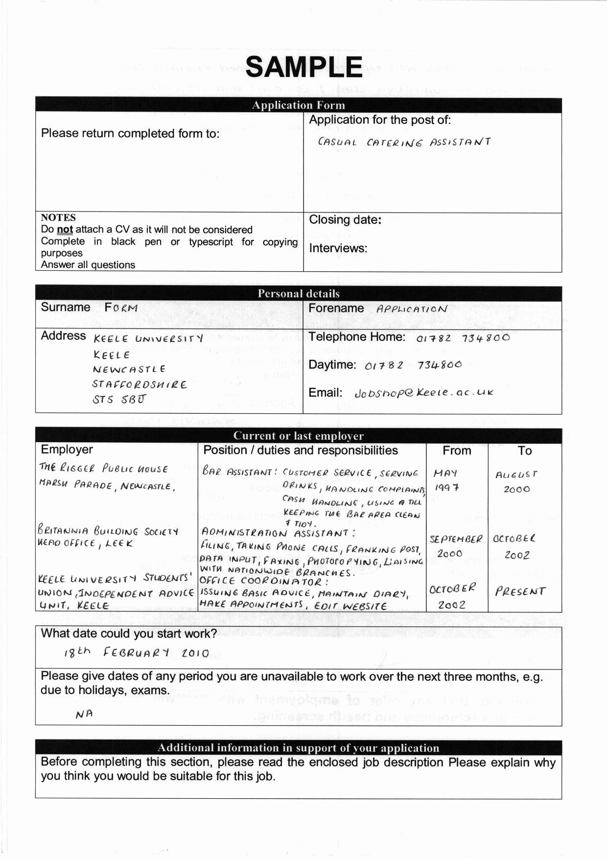 Sample Job Application form Beautiful Application forms