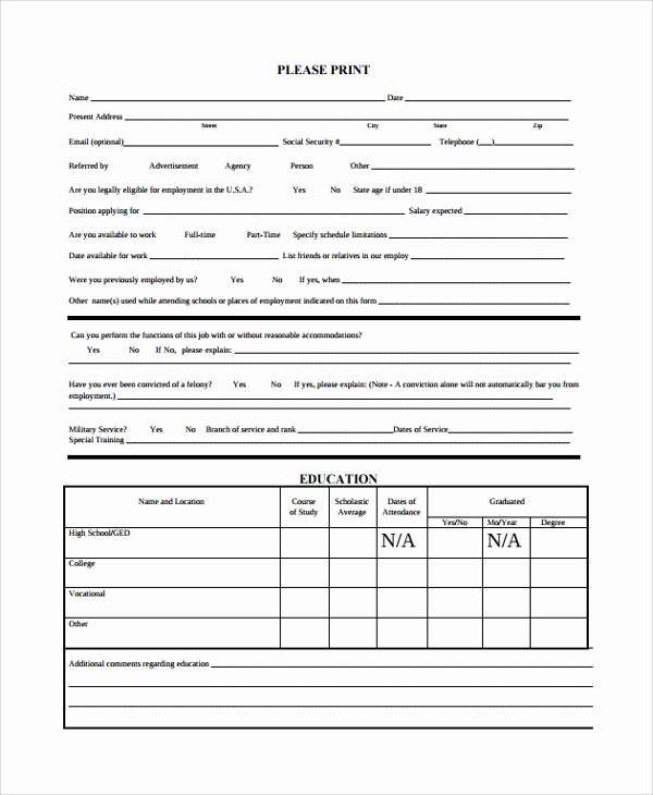 Sample Job Application form New 25 Sample Job Application forms