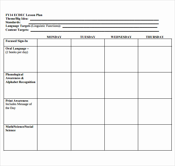 Sample Lesson Plan for Preschool Elegant 7 Printable Lesson Plan Templates to Download
