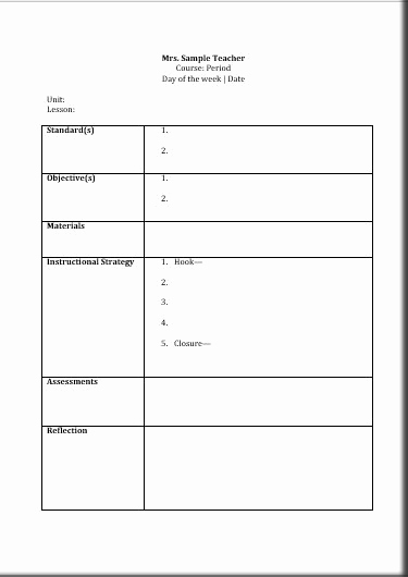 Sample Lesson Plan Template Unique Printable Lesson Plan Template Free to