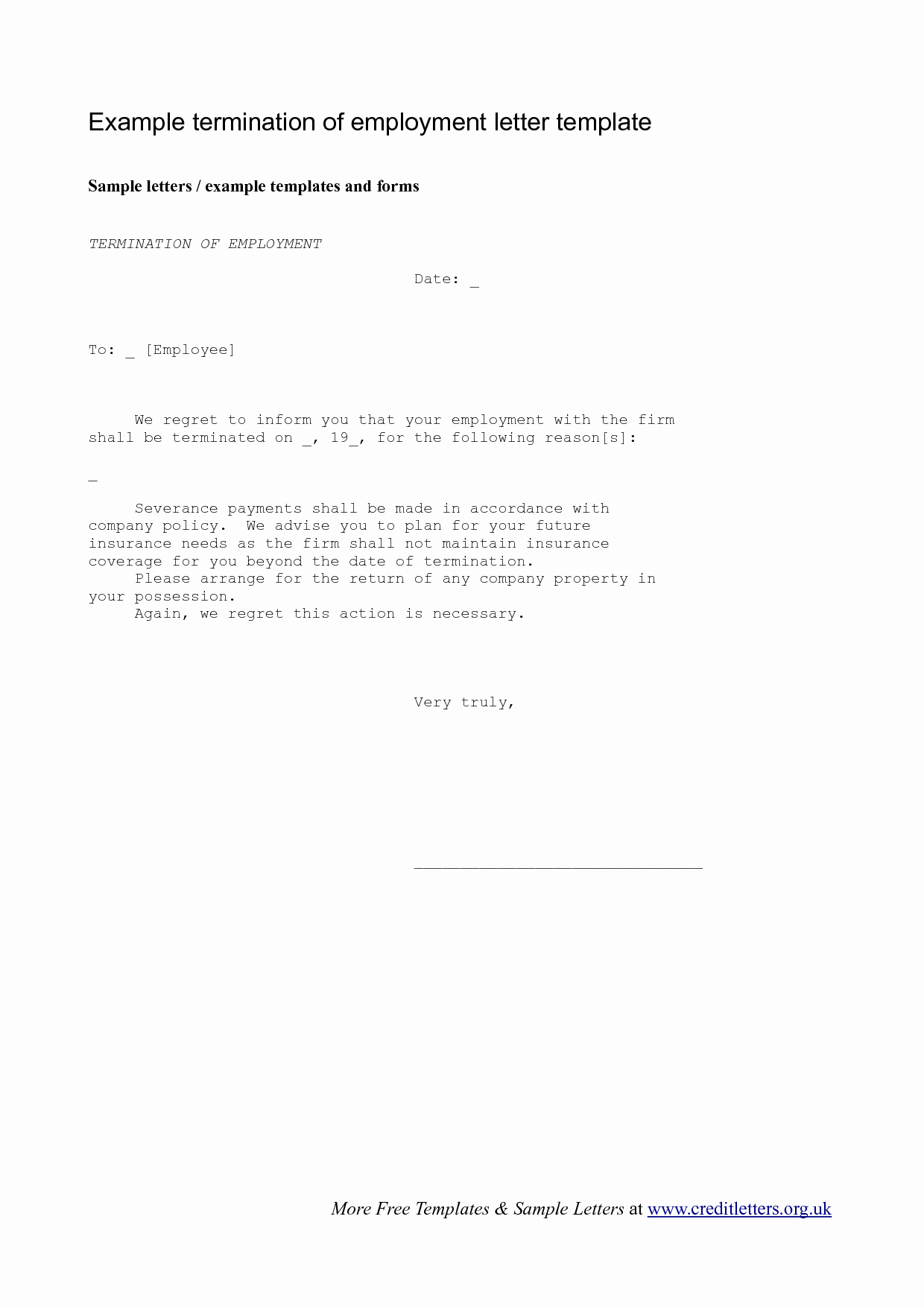 Sample Letter Of Employement Awesome Employee Termination Letter the Employee Termination