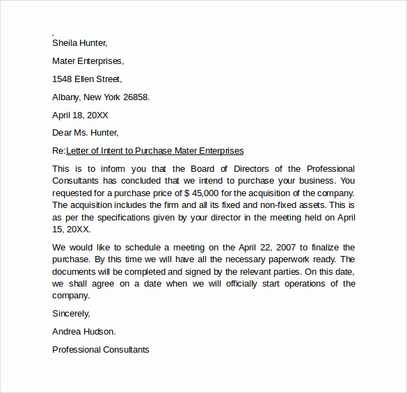 Sample Letter Of Intent Business Best Of Letter Intent to Purchase Business 8 Free Samples