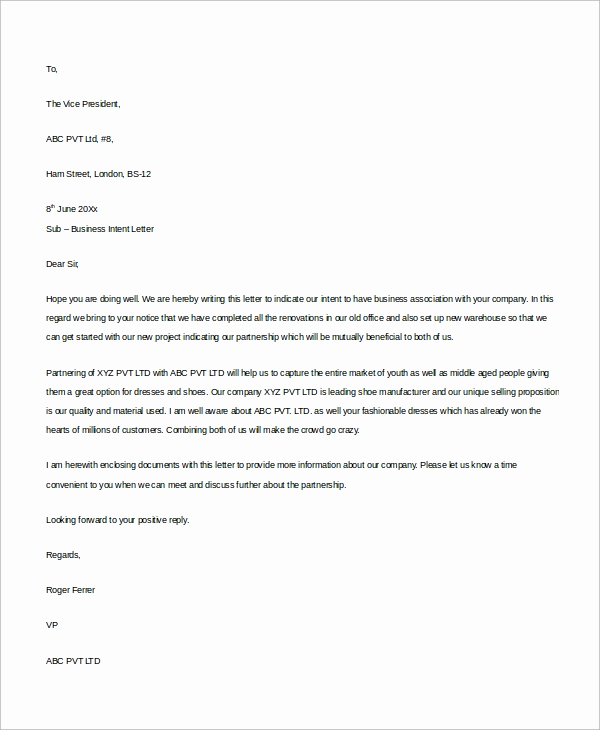 Sample Letter Of Intent Business Lovely 8 Business Letter Examples &amp; Templates