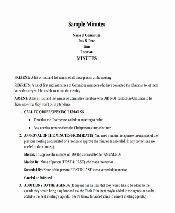 Sample Minute Of Meeting Awesome 9 Minutes Writing Examples &amp; Samples Pdf Doc